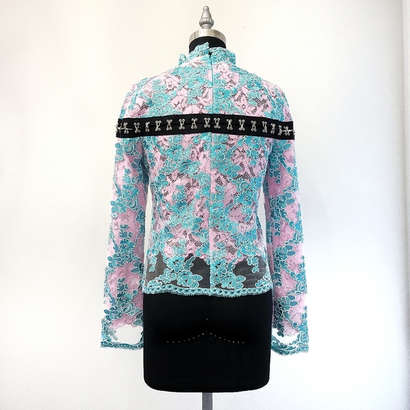 Marques Almeida Corset Y2K Dopamine Bright Ruffle Corded Floral Lace Top - Picture 14 of 15